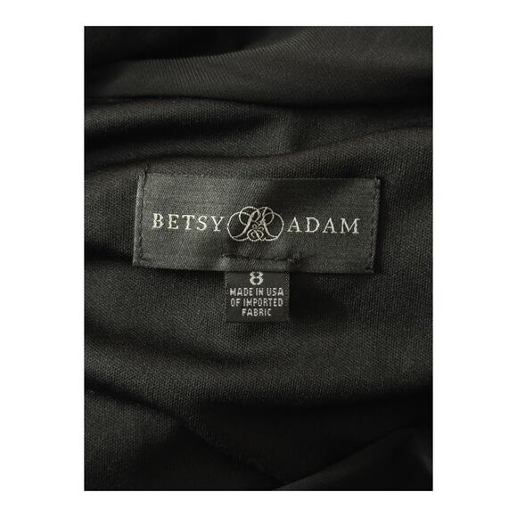 Betsy Adams asymmetric single long sleeve gown dress black size 8 - Picture 6 of 8